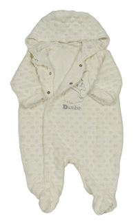 Smetanová minky podšitá kombinéza s Dumbem a kapucí Disney