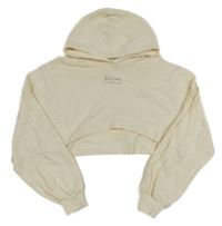 Smetanová crop mikina s nápisem a kapucí Zara