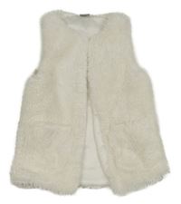 Bílá kožešinová podšitá vesta