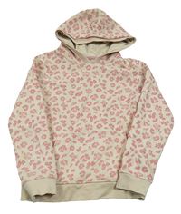 Béžová vzorovaná mikina s kapucňou Yigga