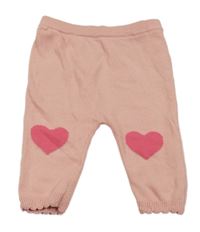 Starorůžové pletené tepláky se srdíčky Tu