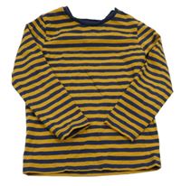 Tmavomodro-medové pruhované tričko