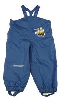 Tmavomodré šusťákové podšité laclové kalhoty s Mimoni