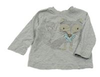 Sivé melírované tričko s líškou Ergee