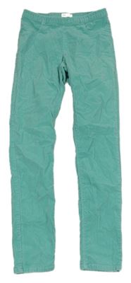 Tyrkysové manšestrové elastické kalhoty H&M