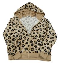 Piesková á plyšová prepínaci mikina s leopardím vzorom a kapucňou H&M