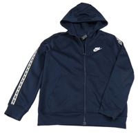 Tmavomodrá sportovní propínací mikina s logem a kapucí Nike