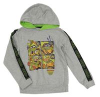 Sivá melírovaná mikina s Želvami Ninja a kapucňou