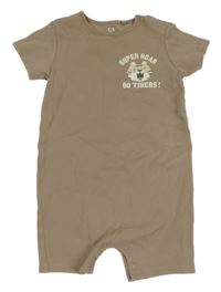 Hnedý rebrovaný bavlnený kraťasový overal s tigrom C&A