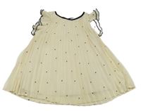 Béžové bodkovaná é plisované šifónové šaty H&M