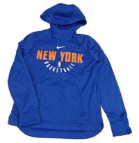 Modrá basketbalová mikina s logem a kapucí - New York Nike