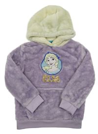 Lila-béžová chlpatá mikina s Elsou a kapucňou Disney