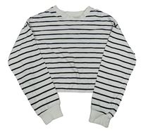 Bielo-čierna pruhovaná crop mikina H&M