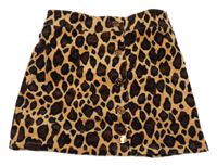 Béžovo-hnedo-čierna menšestrová sukňa s leopardím vzorom