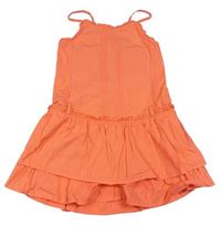 Oranžové plátenné vrstvené šaty