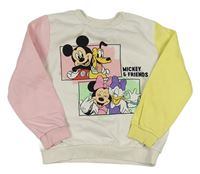 Bílo-žluto-růžová mikina s Minnie a kamarády H&M