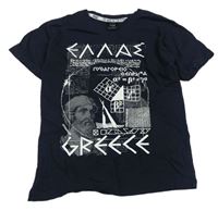 Tmavomodré tričko s nápisy - Řecko