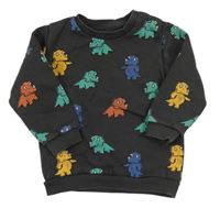 Tmavošedá mikina s barevnými dinosaury M&S
