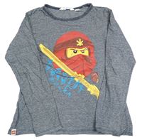 Tmavomodré melírované tričko s Lego Ninjago zn. H&M