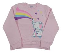 Svetloružová mikina so slonom a dúhou