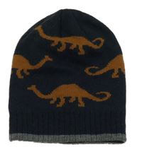 Tmavomodrá pletená čapica s dinosaurami Yigga
