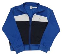 Modro-čierno-biela športová funkčná prepínaci mikina s logom Domyos