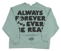 Zelenomodrá mikina s nápismi Zara