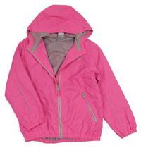 Neónově ružová šušťáková jarná bunda s kapucňou Pocopiano