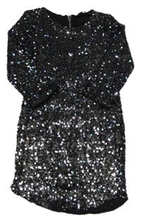 Černé flitrové podšité šaty 