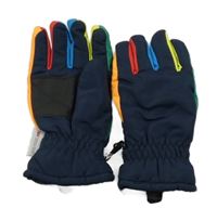 Tmavomodro-barevné šusťákové zateplené funkční prstové rukavice 