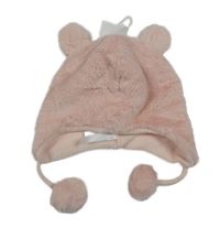 Nové - světlerůžová kožešinová podšitá čepice s ušima C&A