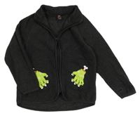 Tmavosivá fleecová prepínaci mikina s potlačou Kiki&Koko