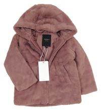 Nové - starorůžová kožešinová podšitá bunda s kapucí Name it