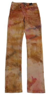 Růžovo-béžové vzorované skinny rifle 