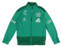 Zelená sportovní funkční propínací mikina s nápisy a logem Puma