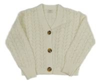 Smetanový propínací perforovaný svetr F&F