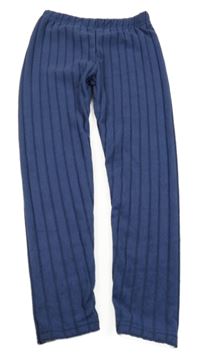 Tmavomodré rebrované úpletové nohavice Shein