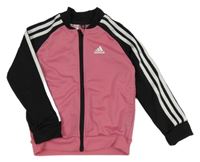 Růžovo-černá sportovní funkční propínací mikina s logem Adidas