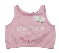 Nové - světlerůžový crop top s nápisem Matalan