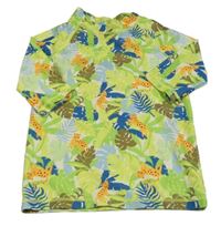 Zelené UV tričko s listy a leopardy 