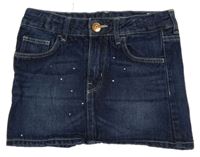 Tmavomodrá rifľová sukňa s kamienkami H&M