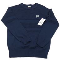 Nové - tmavomodrý lehký svetr F&F