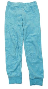 Tyrkysové zamatové pyžamové nohavice s hviezdami Pocopiano