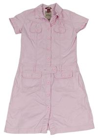 Ružové plátenné prepínaci košeľové šaty H&M