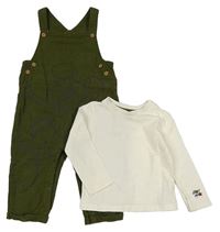 2set - Bílé triko + Khaki laclové tepláky s Mickeym Primark