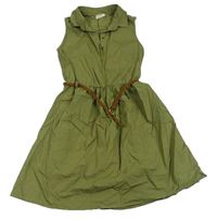 Khaki plátěné šaty s páskem LC Waikiki
