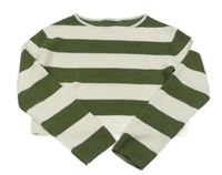 Bílo-khaki pruhovaný crop sveter H&M