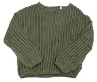 Khaki perforovaný sveter C&A