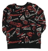 Čierno-červená mikina s nápismi a Santou George