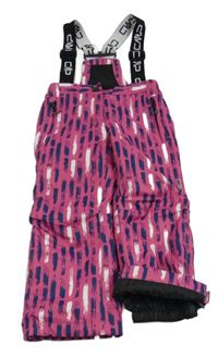 Růžovo-modro-bílé vzorované šusťákové oteplovačky s kšandami CMP
